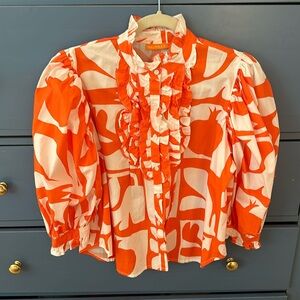 Orange and white blouse from Oliphant size XS.
